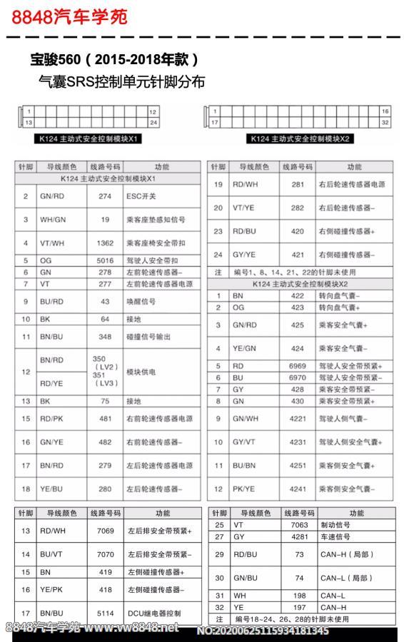 2015-2018年宝骏560气囊SRS控制单元